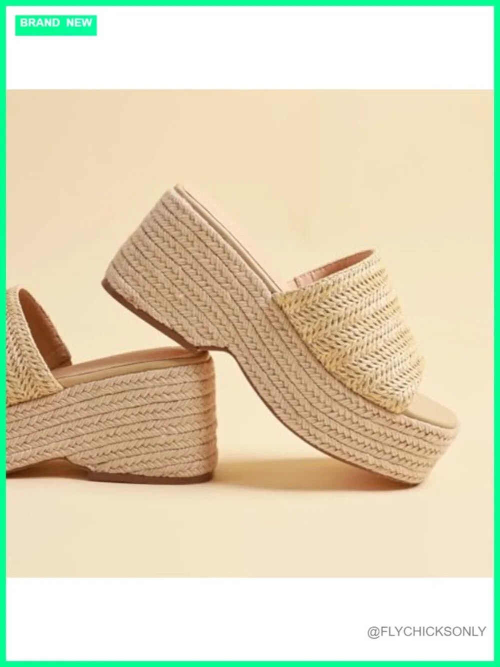 Women's Platform Espadrille Sandals - Open Toe Wedge Slides, Braided Jute,
